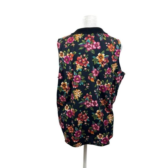 Vintage Cristin Stevens Black and Floral Sleeveless Button Down Blouse‎ Large - Picture 5 of 11